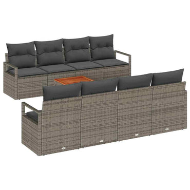 vidaXL Gartensofa-set mit Speicher 9 pcs Grau Poly-Rattan