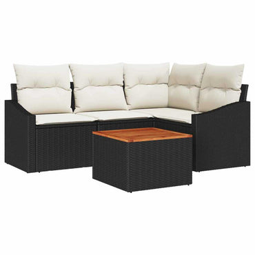 vidaXL Salon de jardin avec rangement 5 pcs noir et crème résine tressée