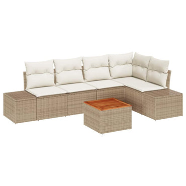 vidaXL Gartensofa-set mit Speicher 6 pcs Beige und Creme Poly-Rattan