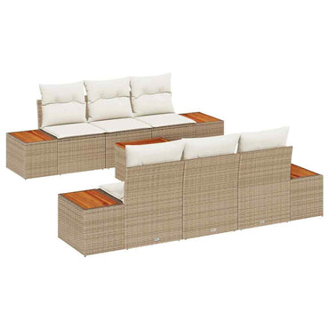 vidaXL Salon de jardin avec coussins et rangement 7 pcs Beige résine tressée