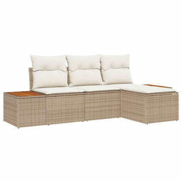 vidaXL Gartensofa-set mit Kissen 4 pcs Beige und Creme Poly Rattan