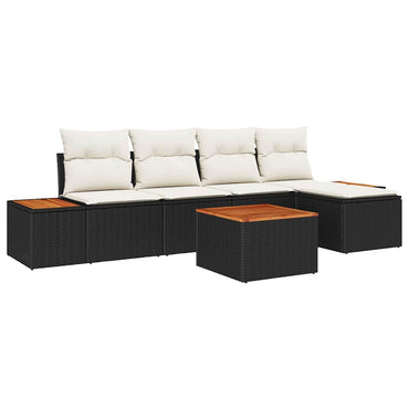 vidaXL Gartensofa-set mit Kissen 6 pcs Schwarz und Creme Polyrattan
