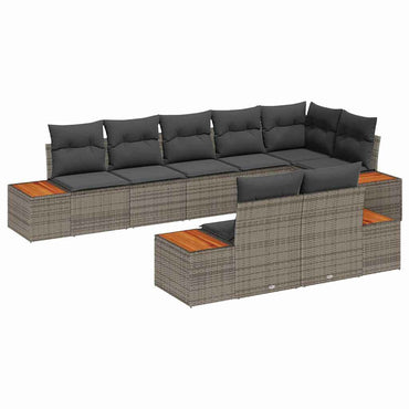 vidaXL Gartensofa-set mit Kissen mit Speicher 8 pcs Grau Polyrattan