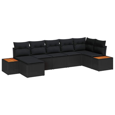vidaXL Gartensofa-set mit Kissen mit Speicher 8 pcs Schwarz Polyrattan