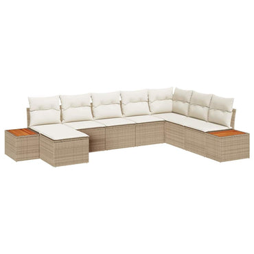 vidaXL Gartensofa-set mit Kissen 9 pcs Beige und Creme Polyrattan