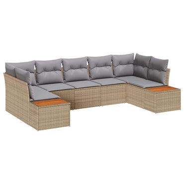 vidaXL Gartensofa-set mit Kissen 7 pcs Beige und Hellgrau Polyrattan