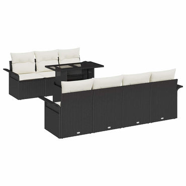 vidaXL Gartensofa-set mit Kissen 8 pcs Schwarz Poly Rattan