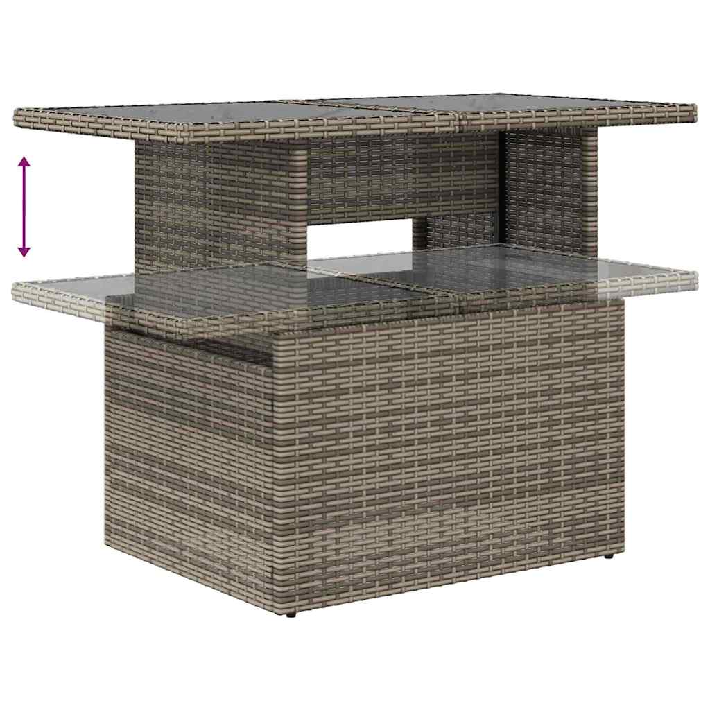 vidaXL Salon de jardin avec coussins et rangements 8 pcs Gris Résine tressée