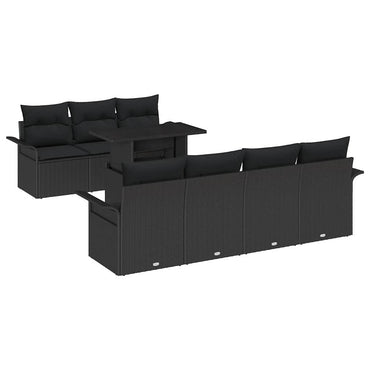 vidaXL Gartensofa-set mit Kissen 8 pcs Schwarz Poly Rattan