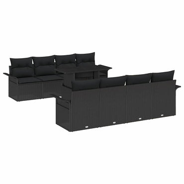 vidaXL Ensemble de canapés de jardin avec coussins 9 pcs Résine tressée Noir