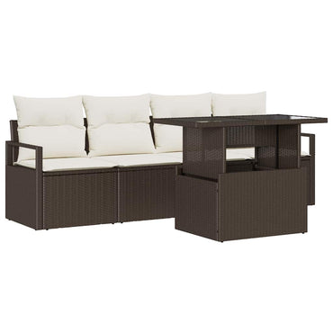 vidaXL Ensemble de canapés de jardin avec rangement 5 pcs Marron Résine tressée