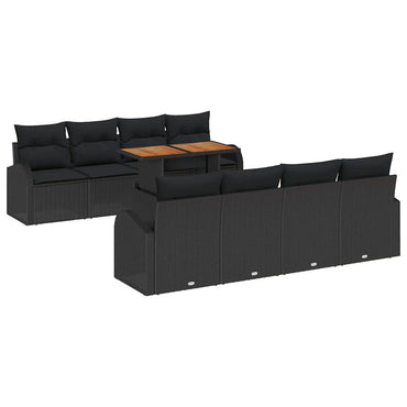 vidaXL Salon de jardin 9 pcs avec coffre de rangement Noir résine tressée
