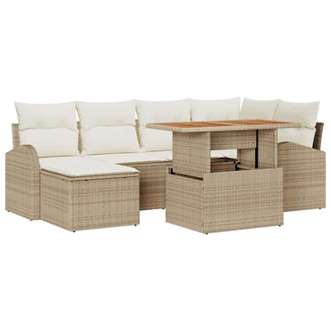 vidaXL Salon de jardin avec rangement 7 pcs Beige Rotin PE