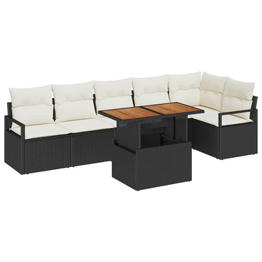 vidaXL Garten-Sofa-Set mit Speicher 7 pcs Schwarz Poly Rattan