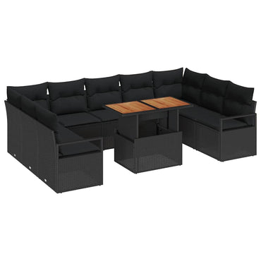 vidaXL Ensemble de canapés de jardin avec rangement 10 pcs Résine tressée noire