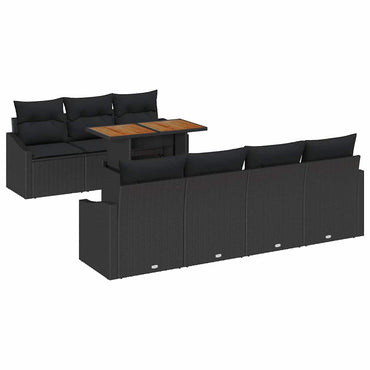 vidaXL Garten-Sofa-Set mit Speicher 8 pcs Schwarz Poly Rattan