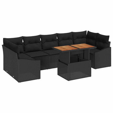 vidaXL Salon de jardin avec coussins et espace de rangement 8 pcs Noir