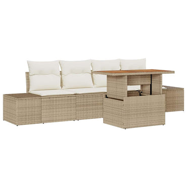 vidaXL Ensemble de canapés de jardin avec rangement 5 pcs Beige Poly Rotin