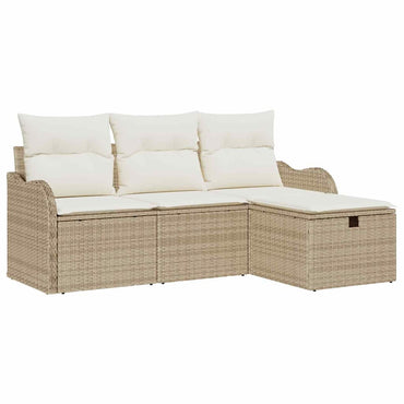 vidaXL Ensemble de canapés de jardin avec coussins 4 pcs Beige et crème résine tressée