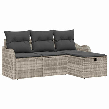 vidaXL Gartensofa-set mit Kissen 4 pcs Hellgrau Poly-Rattan