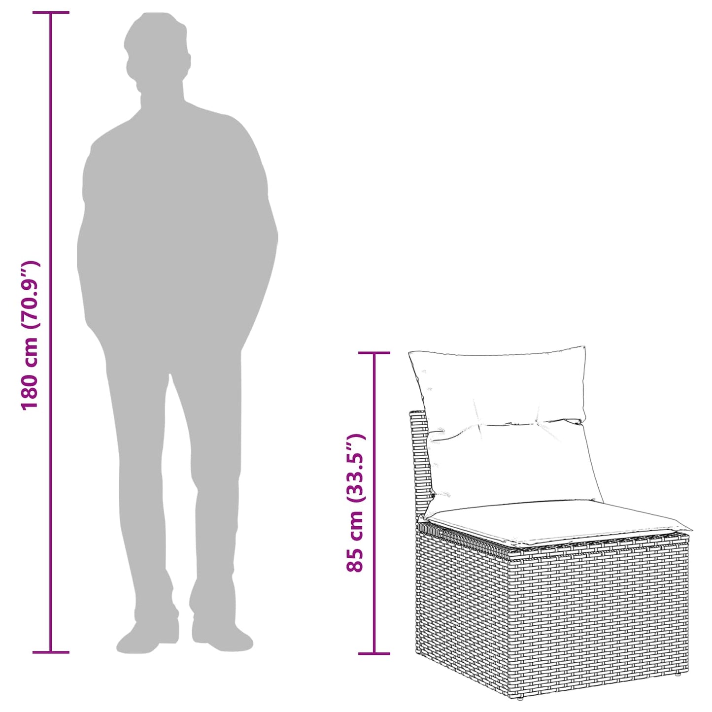 Sofa Set mit Kissen mit Speicher Schwarz Poly-Rattan