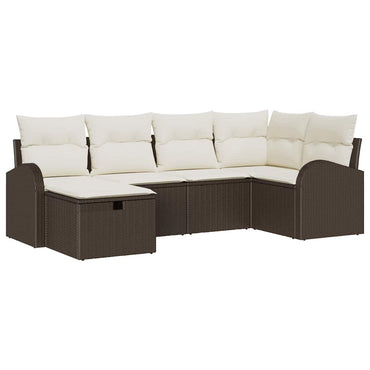 vidaXL Ensemble de canapés avec coussins, espace de rangement, marron et crème en rotin PE
