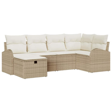 vidaXL Salon de jardin avec coussins de rangement Beige et Crème Rotin synthétique