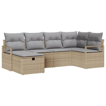 vidaXL Sofa Set mit Kissen 6 pcs Beige und Hellgrau Poly-Rattan