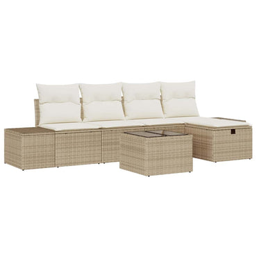 vidaXL Ensemble de canapés de jardin avec coussins 6 pcs Beige résine tressée