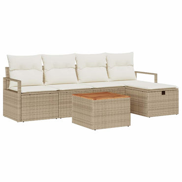 vidaXL Gartensofa-set mit Kissen mit Speicher 6 pcs Beige Poly-Rattan