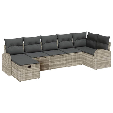 vidaXL Gartensofa-set mit Kissen 7 pcs Hellgrau Poly-Rattan