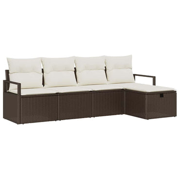 vidaXL Garten-Sofa-Set mit Kissen mit Speicher 5 pcs Braun Poly Rattan