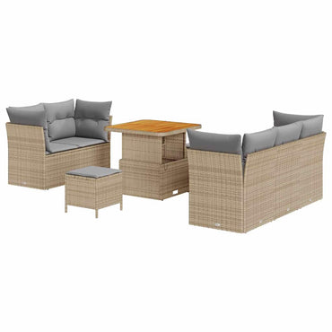vidaXL Salon de jardin 8 pcs Beige Résine tressée