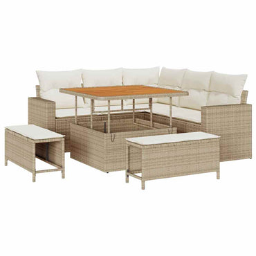 vidaXL Salon de jardin 8 pcs Beige Résine tressée