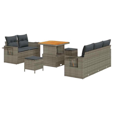 vidaXL Gartensofa-set mit Kissen 8 pcs Grau Poly-Rattan