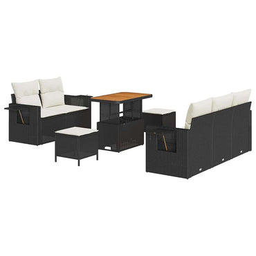 vidaXL Salon de jardin avec coussins 8 pcs Noir Résine tressée