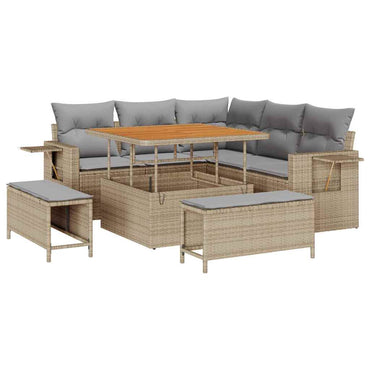 vidaXL Gartensofa-set mit Kissen 8 pcs Beige Poly-Rattan