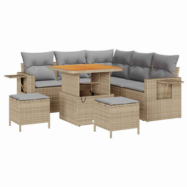 vidaXL Salon de jardin avec coussins 8 pcs Beige Résine tressée