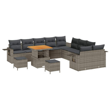 vidaXL Gartensofa-set 13 pcs Grau Poly-Rattan