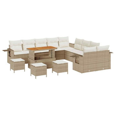 vidaXL Salon de jardin 14 pcs Beige Résine tressée