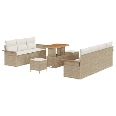 vidaXL Salon de jardin avec coussins 10 pcs Beige résine tressée