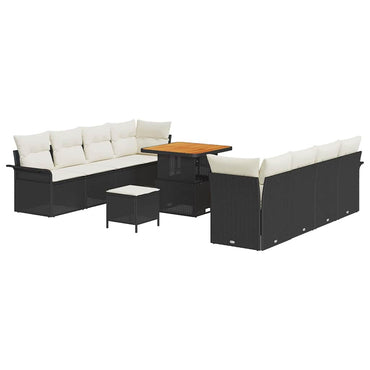 vidaXL Ensemble de canapés de jardin avec coussins 11 pcs Noir Résine tressée