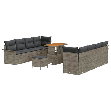 vidaXL Salon de jardin avec coussins 11 pcs Gris résine tressée