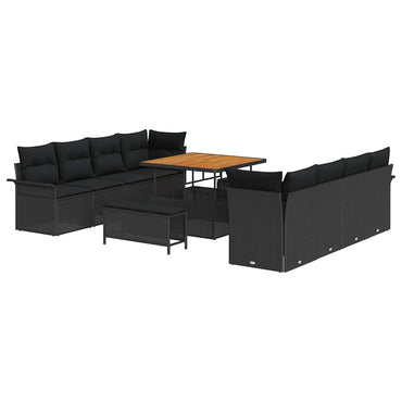 vidaXL Ensemble de canapés de jardin avec coussins 11 pcs Noir Résine tressée