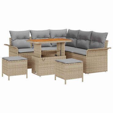 vidaXL Salon de jardin avec coussins 8 pcs Beige Résine tressée