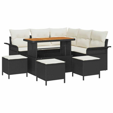 vidaXL Salon de jardin avec coussins 9 pcs Résine tressée noir