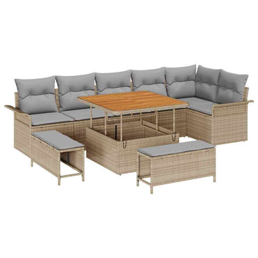 vidaXL Ensemble de canapés de jardin avec coussins 9 pcs Beige Résine tressée