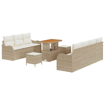 vidaXL Salon de jardin avec coussins 10 pcs Beige résine tressée