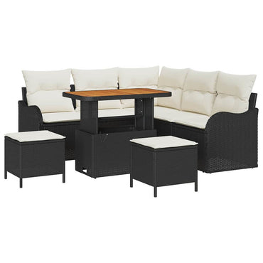 vidaXL Salon de jardin avec coussins 8 pcs Noir Résine tressée