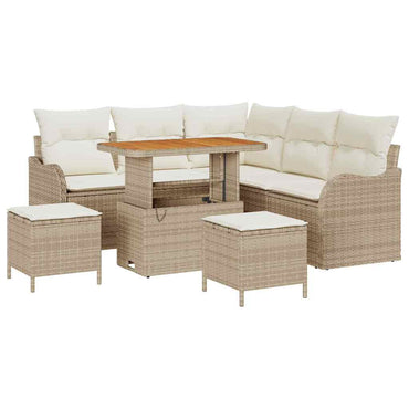 vidaXL Salon de jardin avec coussins 8 pcs Beige Résine tressée
